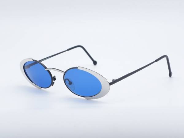 IMAGO HYDRA Silber Ovale Sonnenbrille Blaue Gläser Neue Damen Metall Fassung Deutschland GrauGlasses